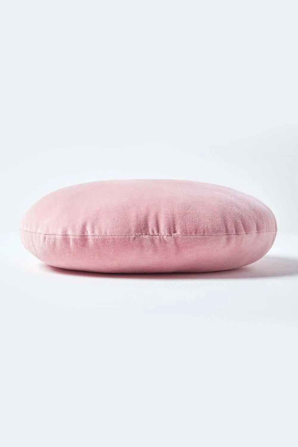 Homescapes Velvet Cushion, 40 cm Round in Pink 2