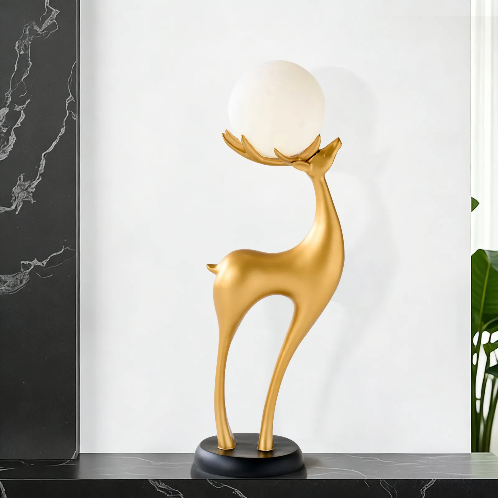 Modern Resin Deer Floor Lamp with Remote Control – 76cm Tall with Light-Up Ball