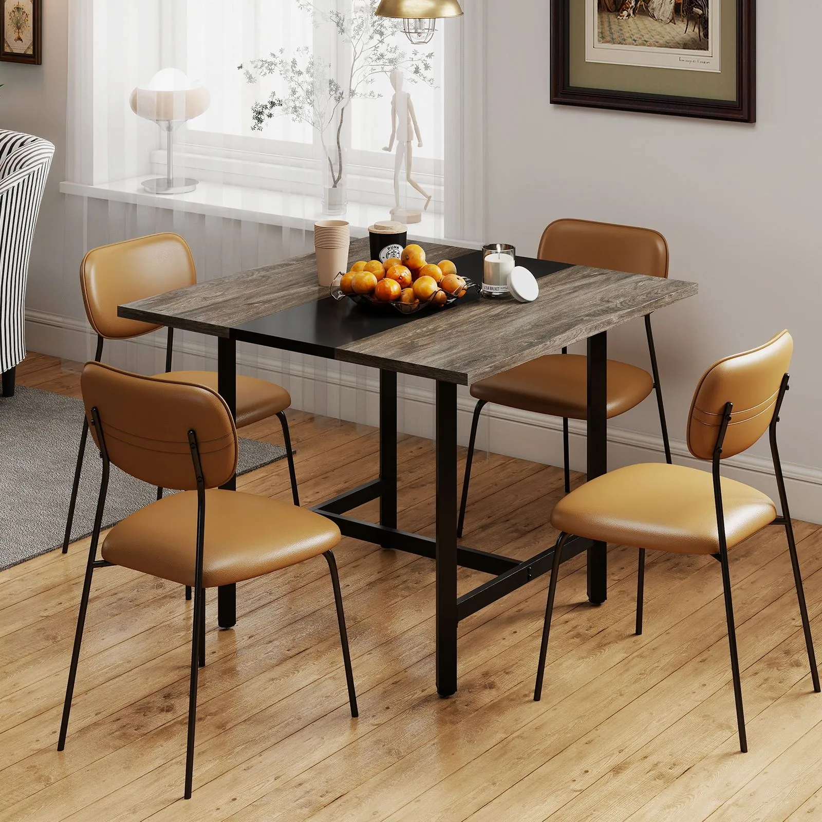 Costway 100CM Square Conference Table Meeting Room Table in Grey 5