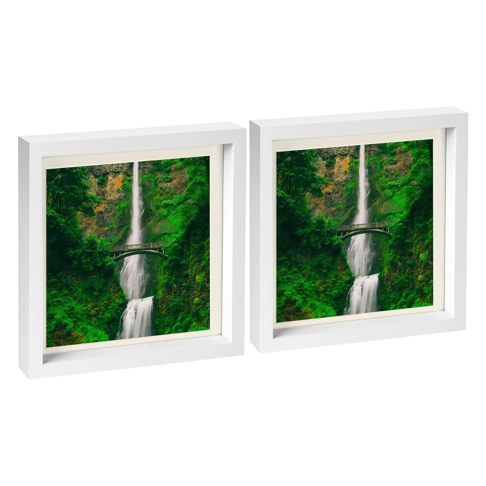 Nicola Spring 10" x 10" White 3D Box Photo Frames - 8" x 8" Mount - Pack of 2 in Ivory
