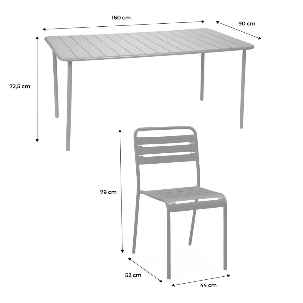 sweeek 6-seater Metal Garden Table With 2 Armchairs & 4 Chairs in Dark Grey 5