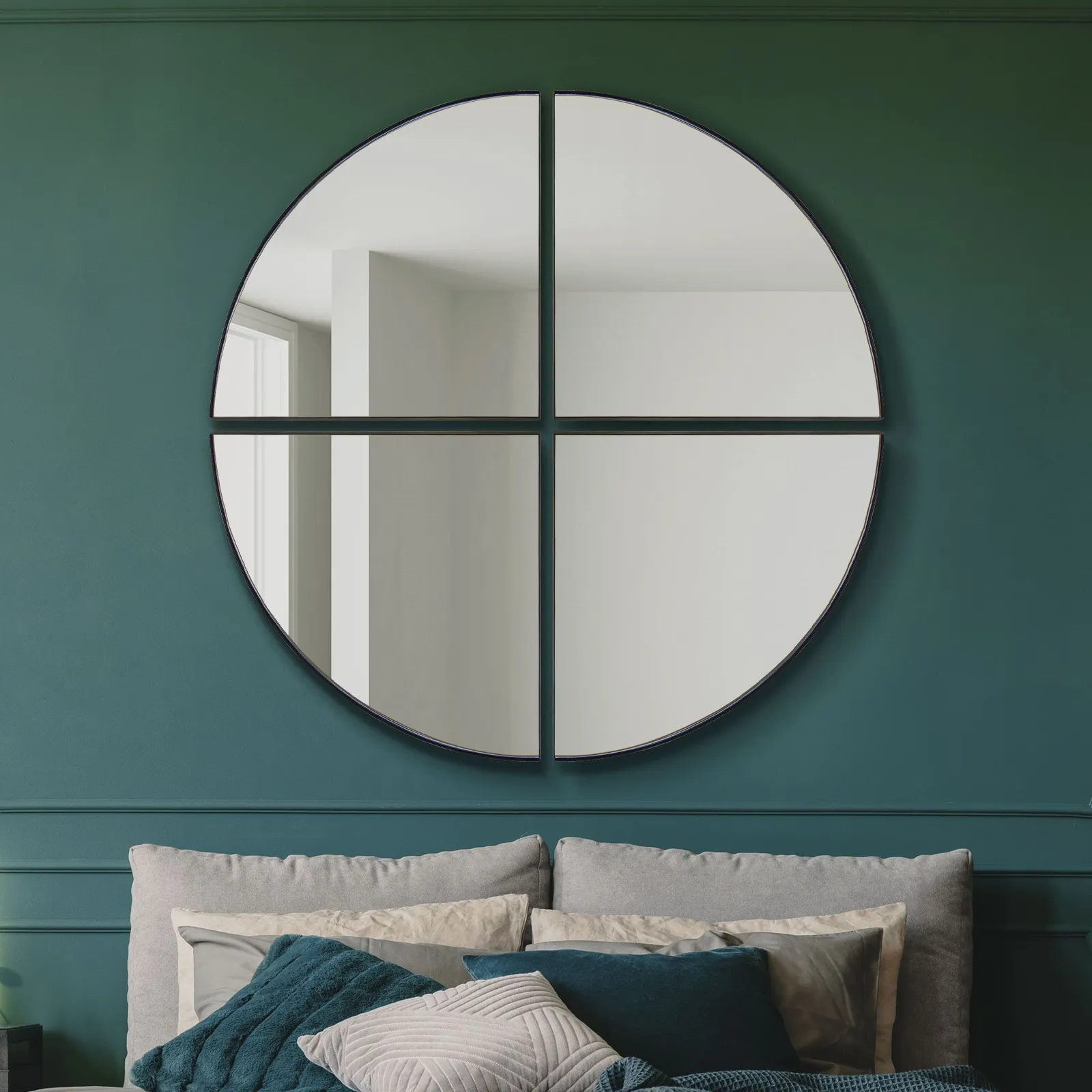 MirrorOutlet New Black XL Circular Metal Wall Mirror 54" X 54" (140 x 140CM) 2
