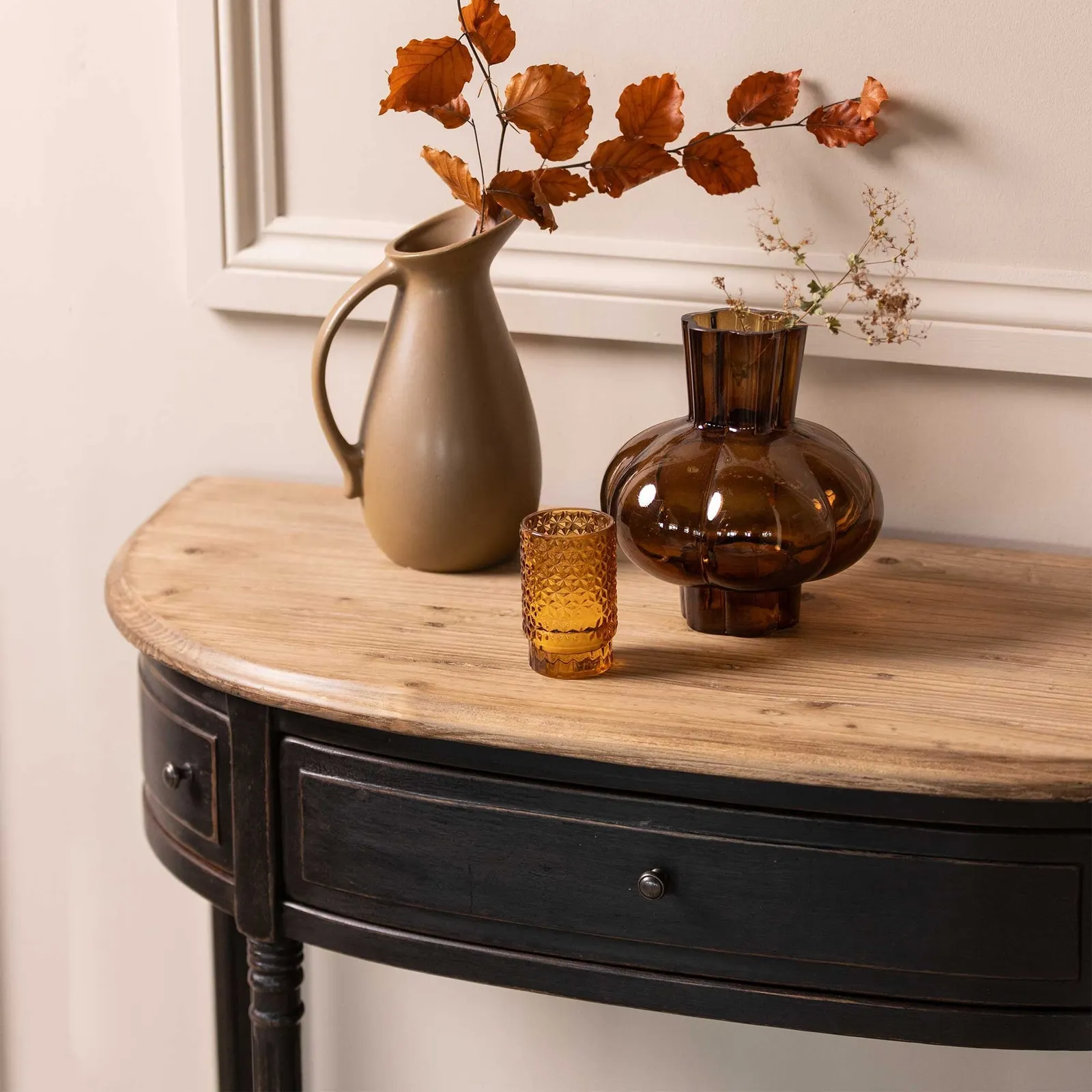Jin Half Moon Table, Black Wood | Barker & Stonehouse 4