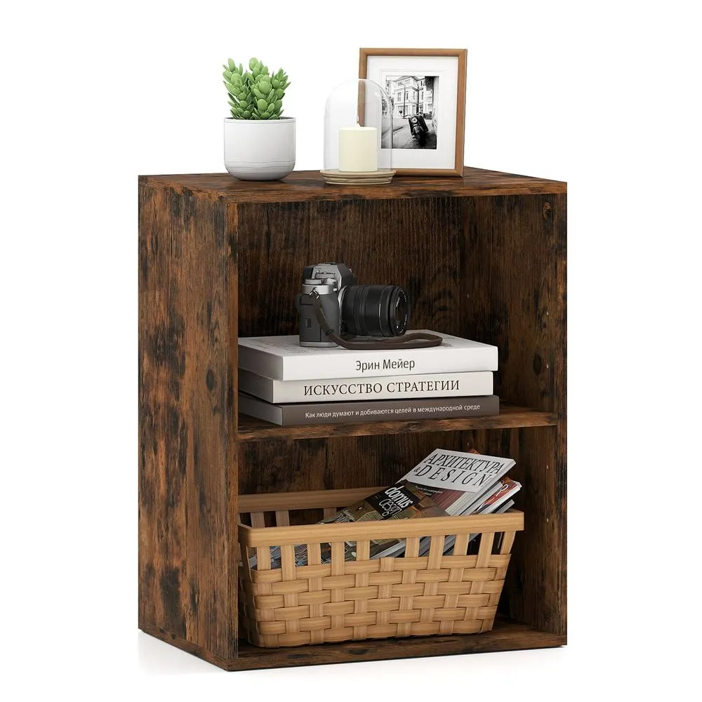 Costway 2-Cube Bookcase Modern Open Bookshelf w/ 5-Position Adjustable Shelf in Brown 3
