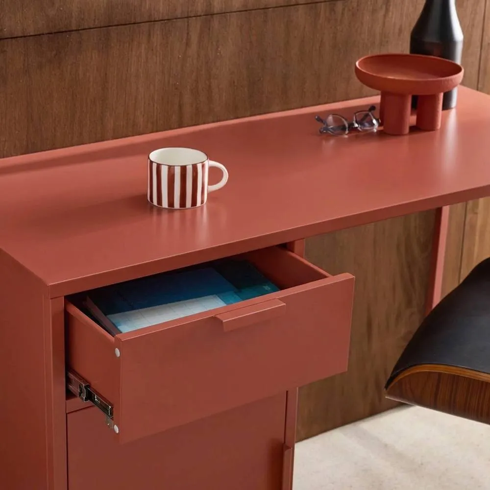 sweeek Laminated steel children's desk 1 drawer in Terracotta 6