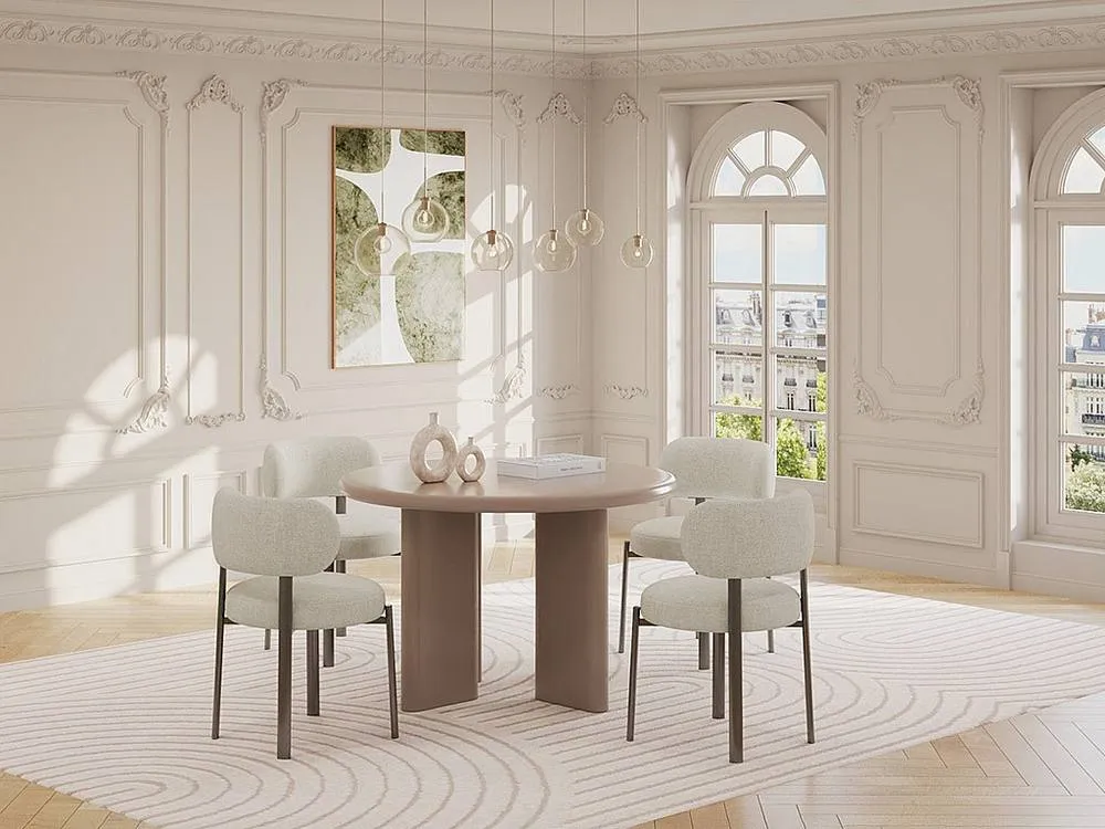 Vente-unique Round Dining Table for 4 Cm MDF - Brown - LUKAVO
