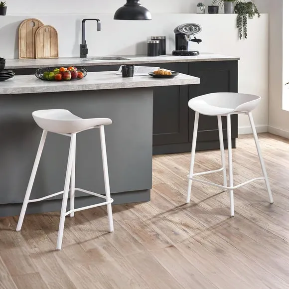 Renzo Set Of 2 Bar Stools, Metal 2