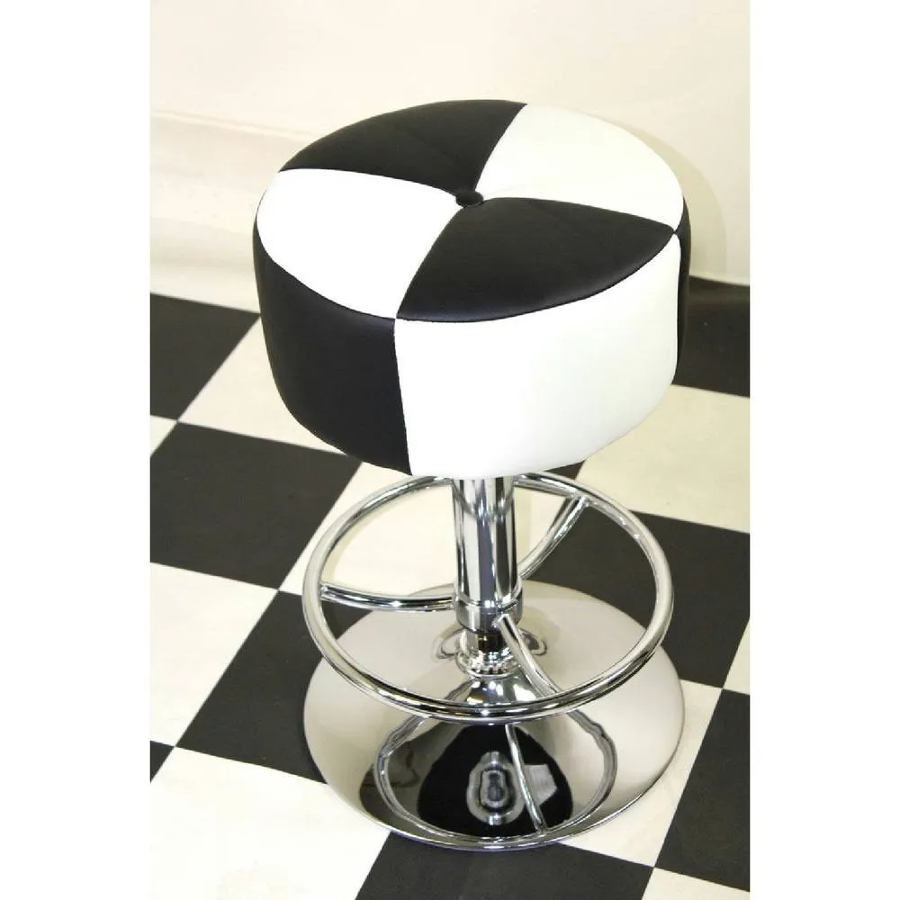 netfurniture Morasi American Diner Retro Kitchen Bar Stool Black & White Seat 2