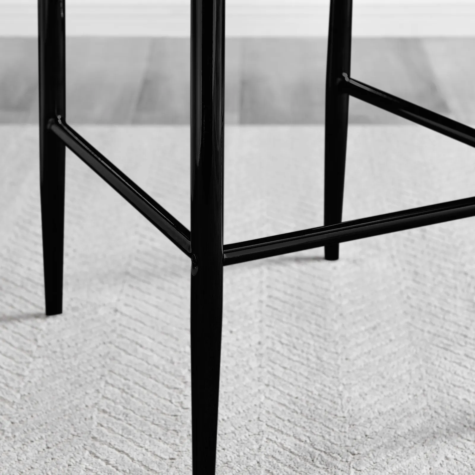 FurnitureboxUK Set of 2 Milan Hatched Faux Leather Padded Counter Stools With Black Metal Legs in Grey 5
