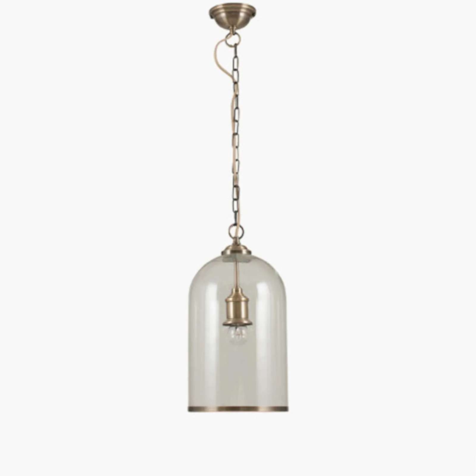 Antique Brass Cloche Pendant Light, Gold Glass | Barker & Stonehouse