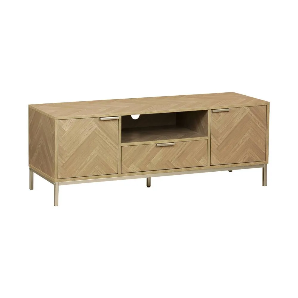 sweeek 120cm TV unit 2 cupboard herringbone 1 drawer in Beige 2