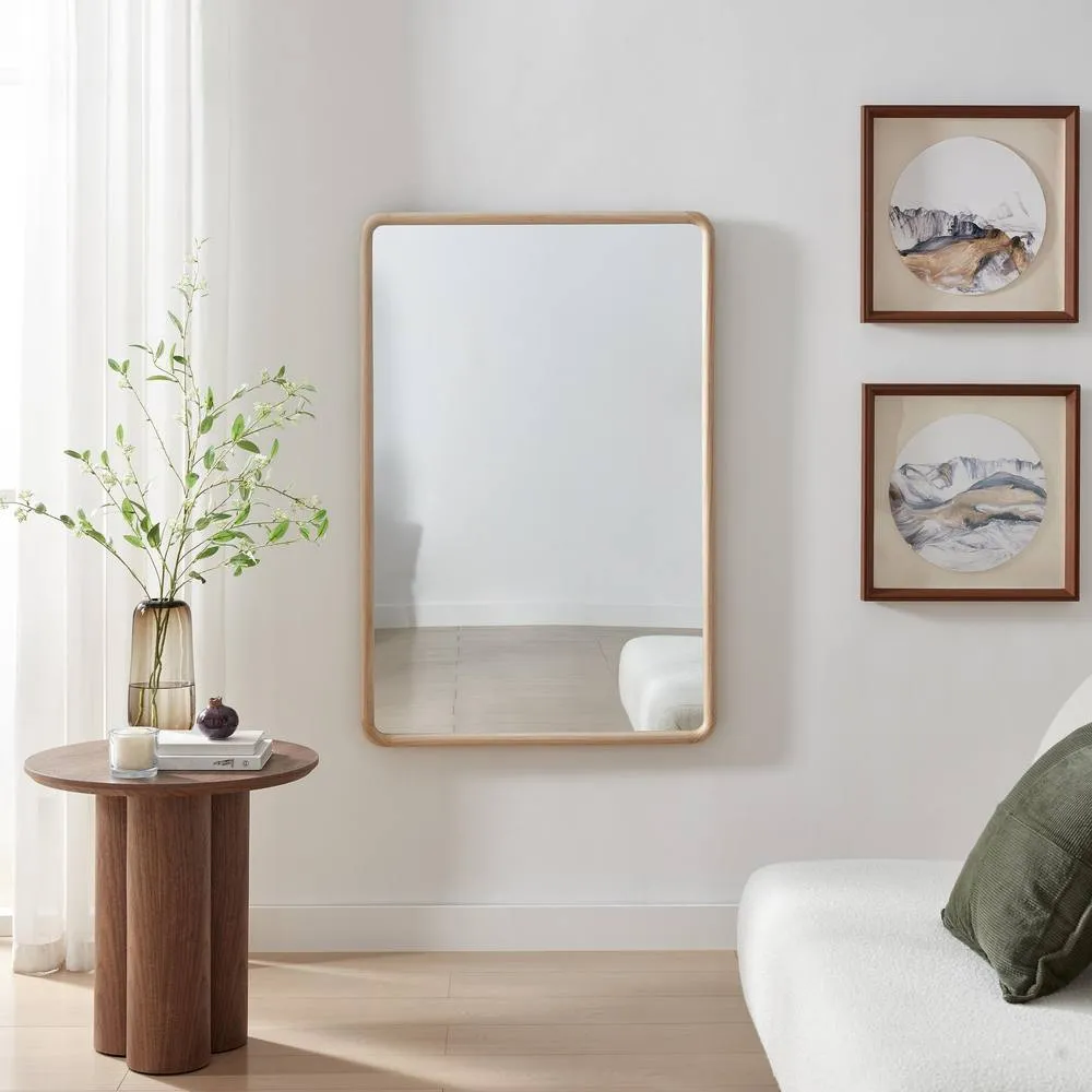 FurnitureboxUK Rowena Oak Wood Large 120x80cm Rectangle Wall Mirror in Light Brown 2