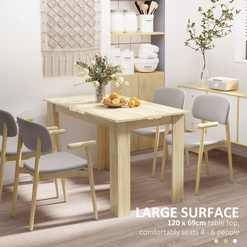 HOMCOM Dining Table for 4-6 People, Wood Effect Tabletop in Light Oak 5