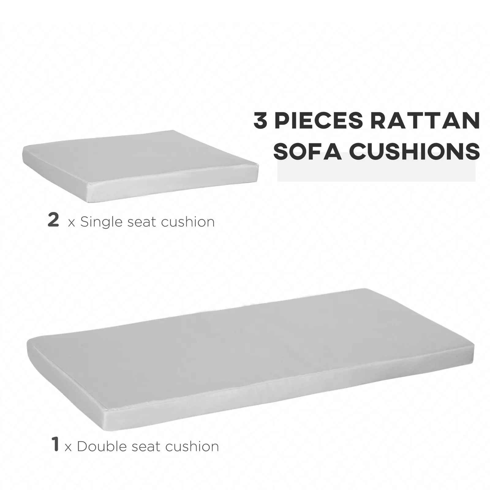 OUTSUNNY 3PCs Rattan Garden Seat Cushions Pads for Patio Furniture in Grey 4