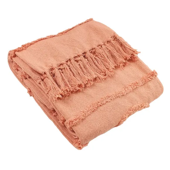 Furn. Jakarta Woven Cotton Tufted Throw Blush, Pink 3