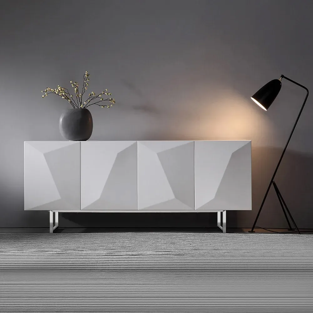 Modern 1800mm White Buffet Sideboard Kitchen Cabinet with 4 Doors Adjustable Shelves