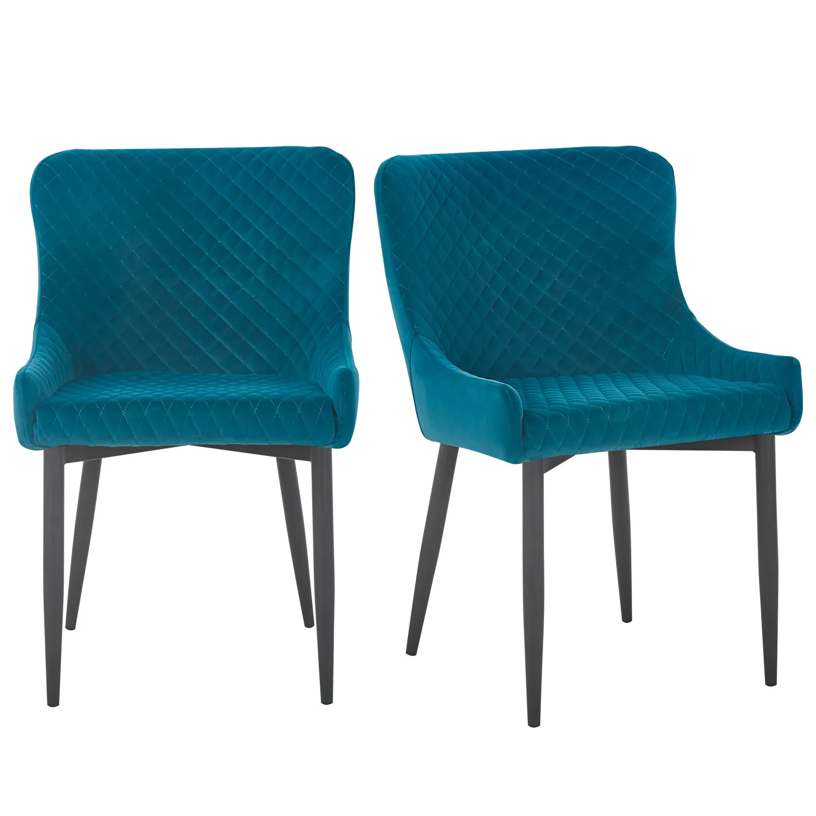 Montreal Set of 2 Dining Chairs Teal Velvet Teal (Blue)