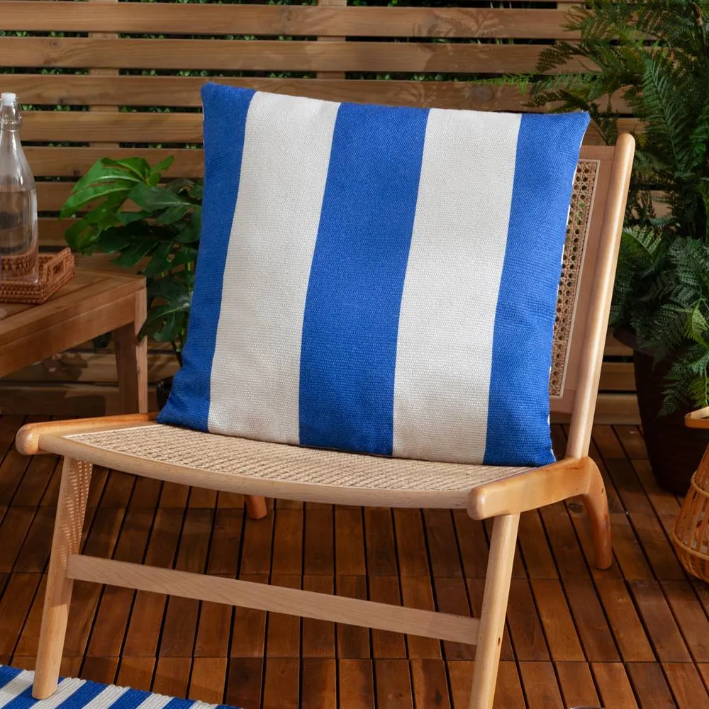 Furn Deck Stripe Woven Outdoor Cushion in Blue