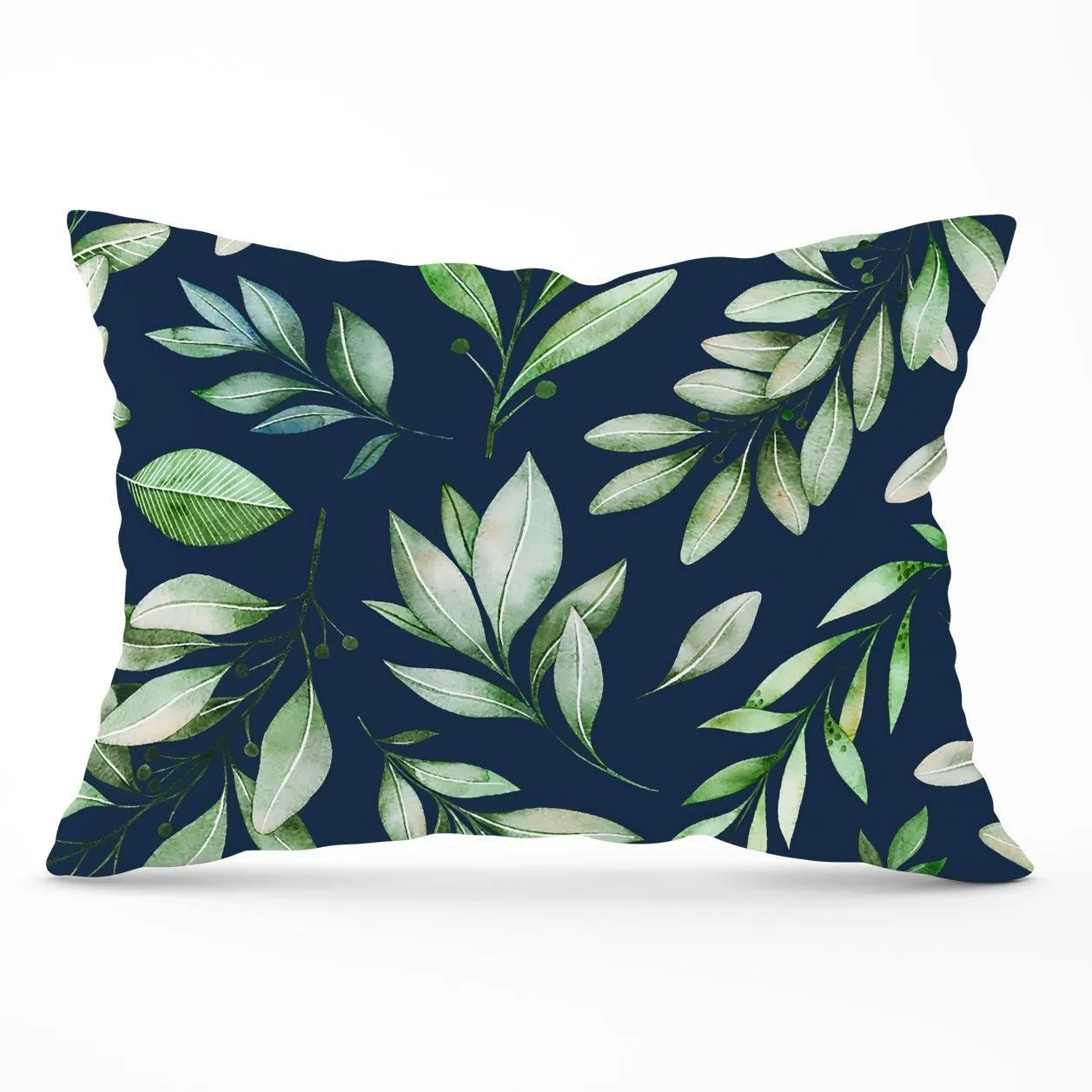 Warren Reed - Designer Watercolor Leaves Cushions in Green
