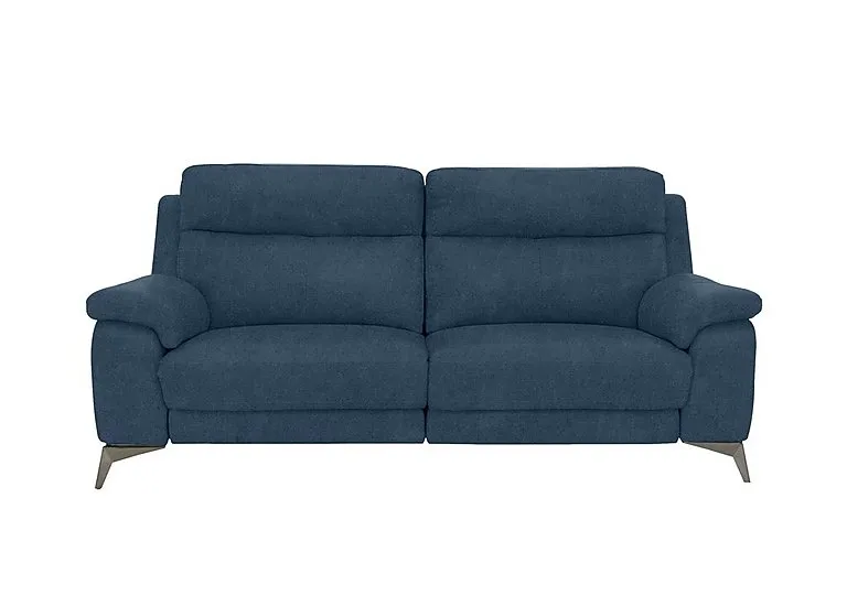 Missouri 3 Seater Fabric Recliner Sofa with Power Headrest - Blue