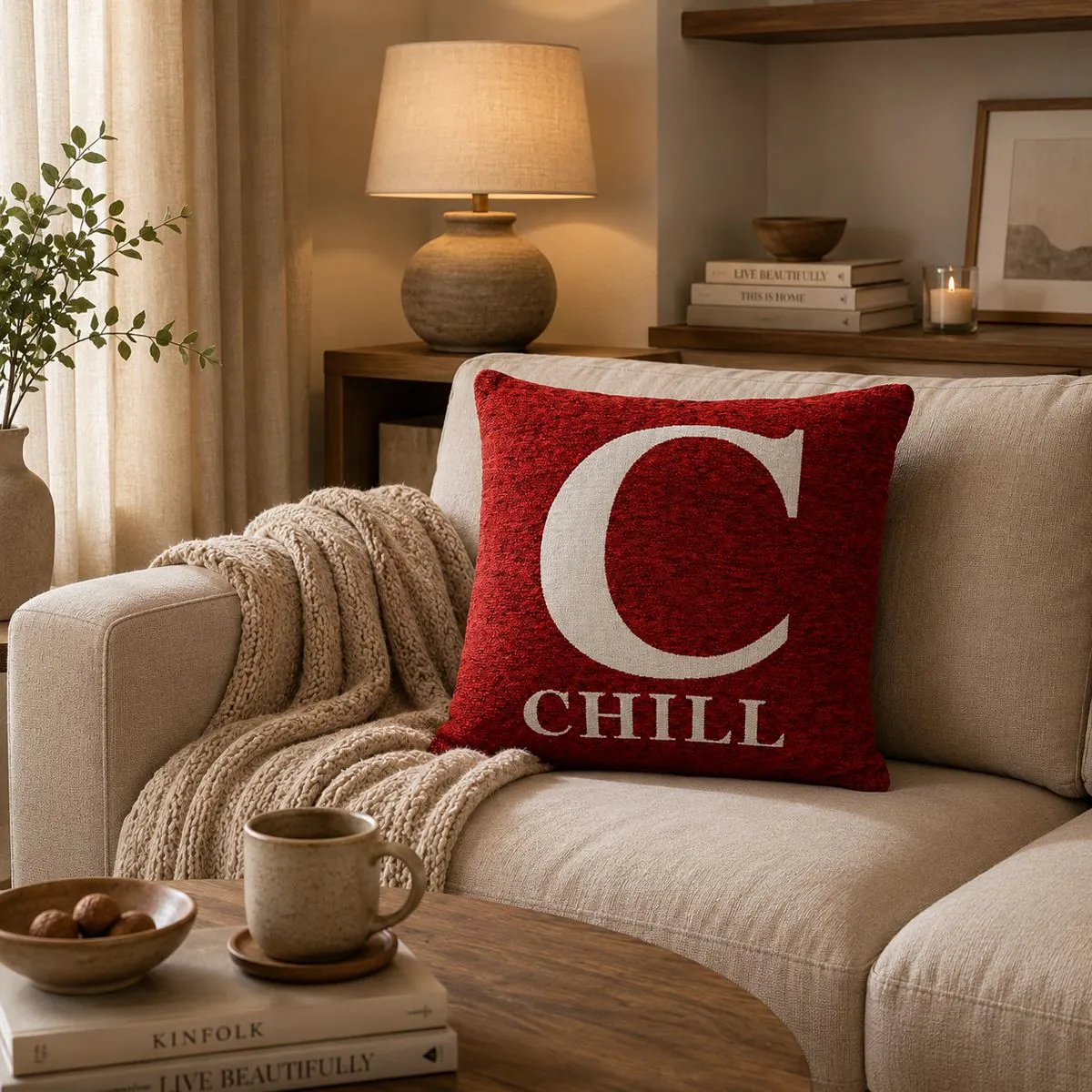 Orsina Chill Words Cushion in Red