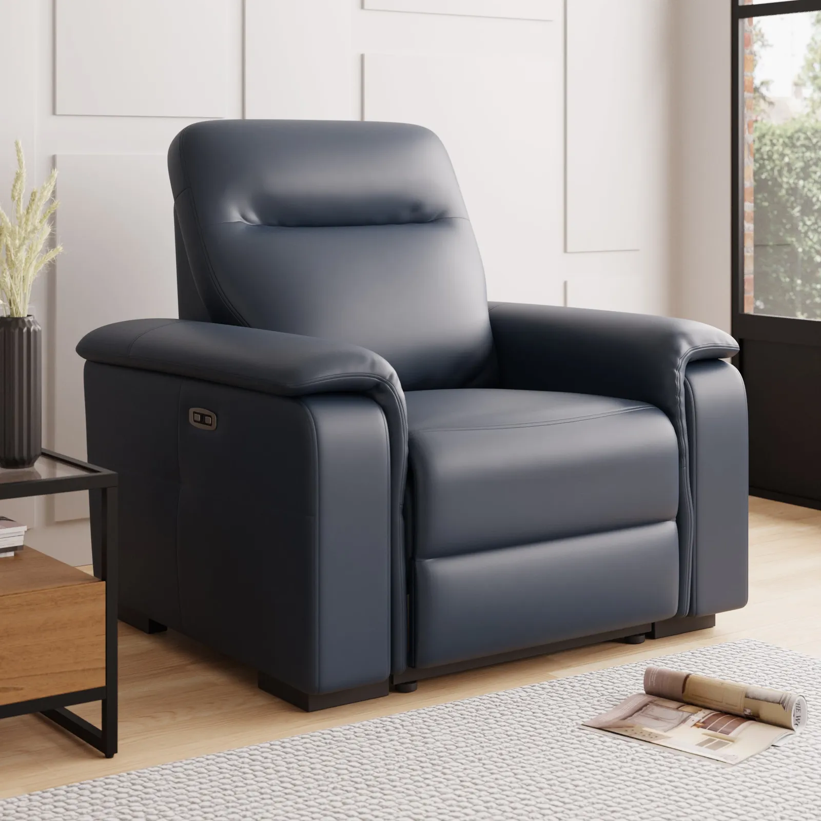 Bianca Electric Reclining Armchair Navy Blue