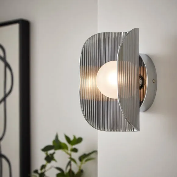Curved Ribbed Glass Wall Light