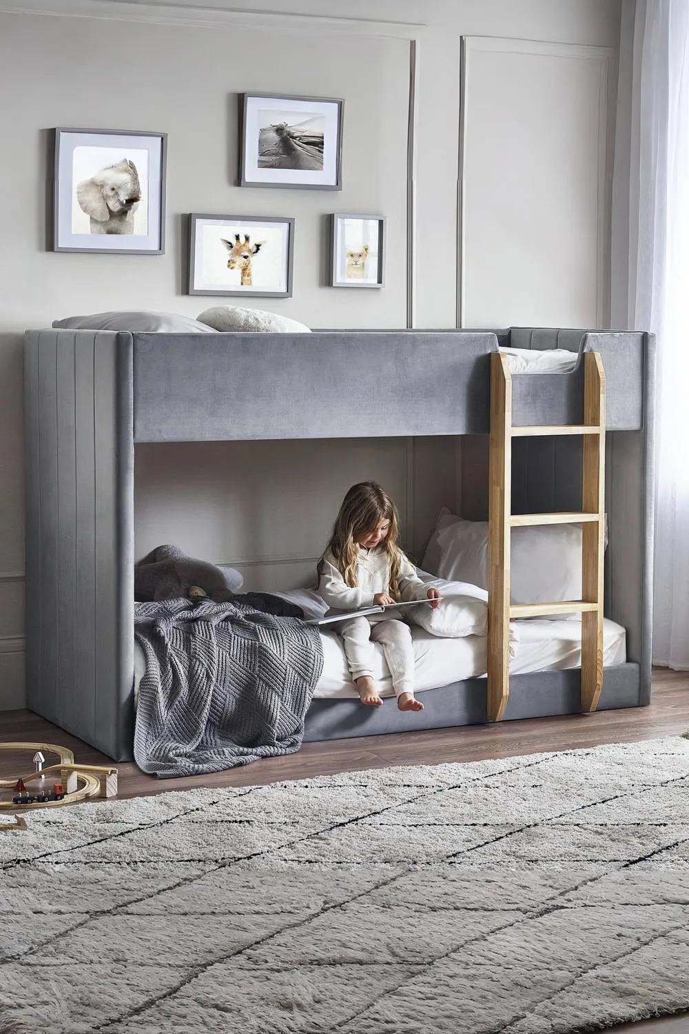 Julian Bowen Daytona Single Grey Velvet Bunk Bed