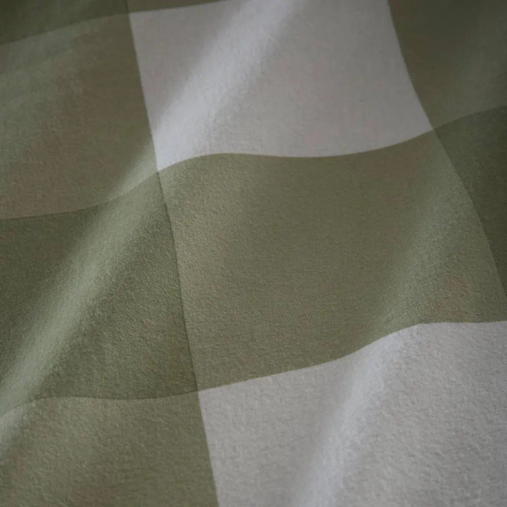 Portfolio Home Glenmore Check Brushed Cotton Striped Reversible Duvet Cover Set in Green 4