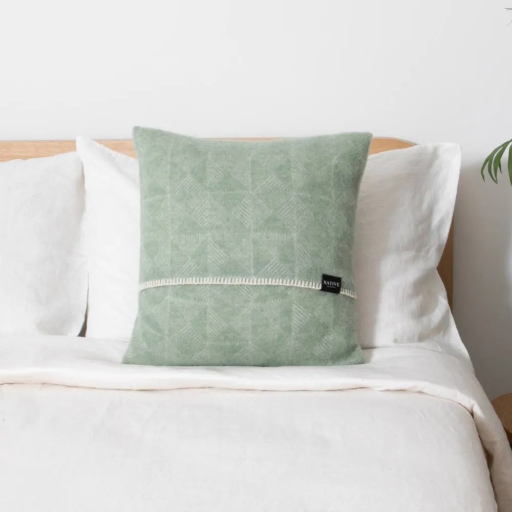 Native Natural Diamond Green Wool Cushion 45x45cm