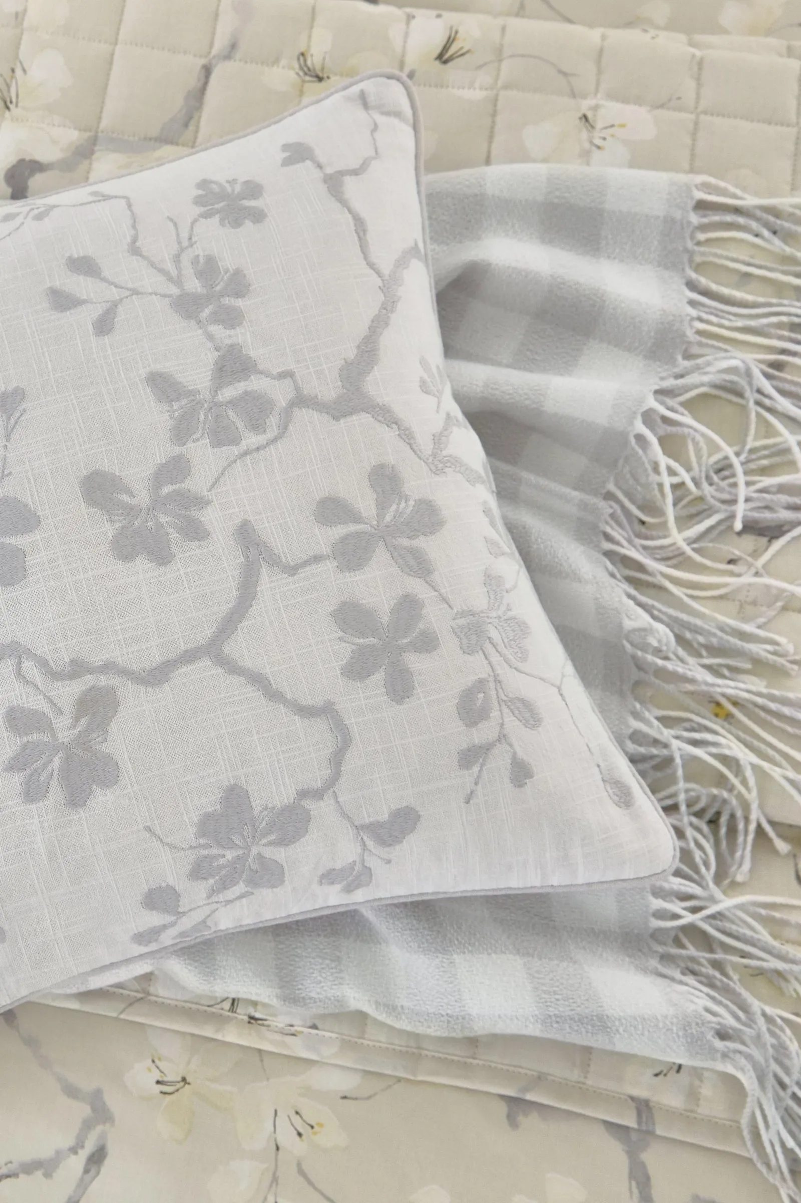 Sanderson 'Athena' Cotton Cushion in Grey 2