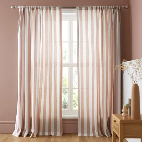 Beatrice Woven Stripe 100% Cotton Unlined Slot Top Curtains 2