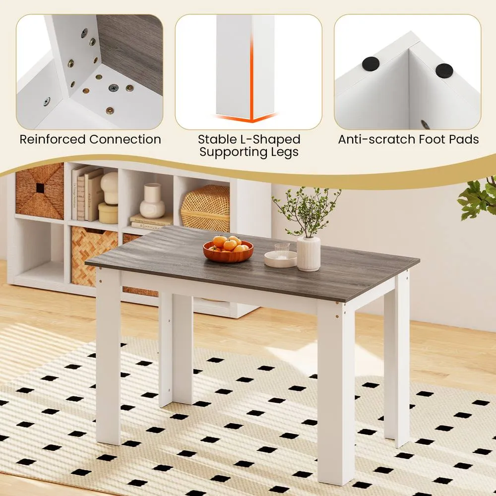 Costway 120 CM Kitchen Dining Table Wooden Rectangular Modern Dinette Table in White 6