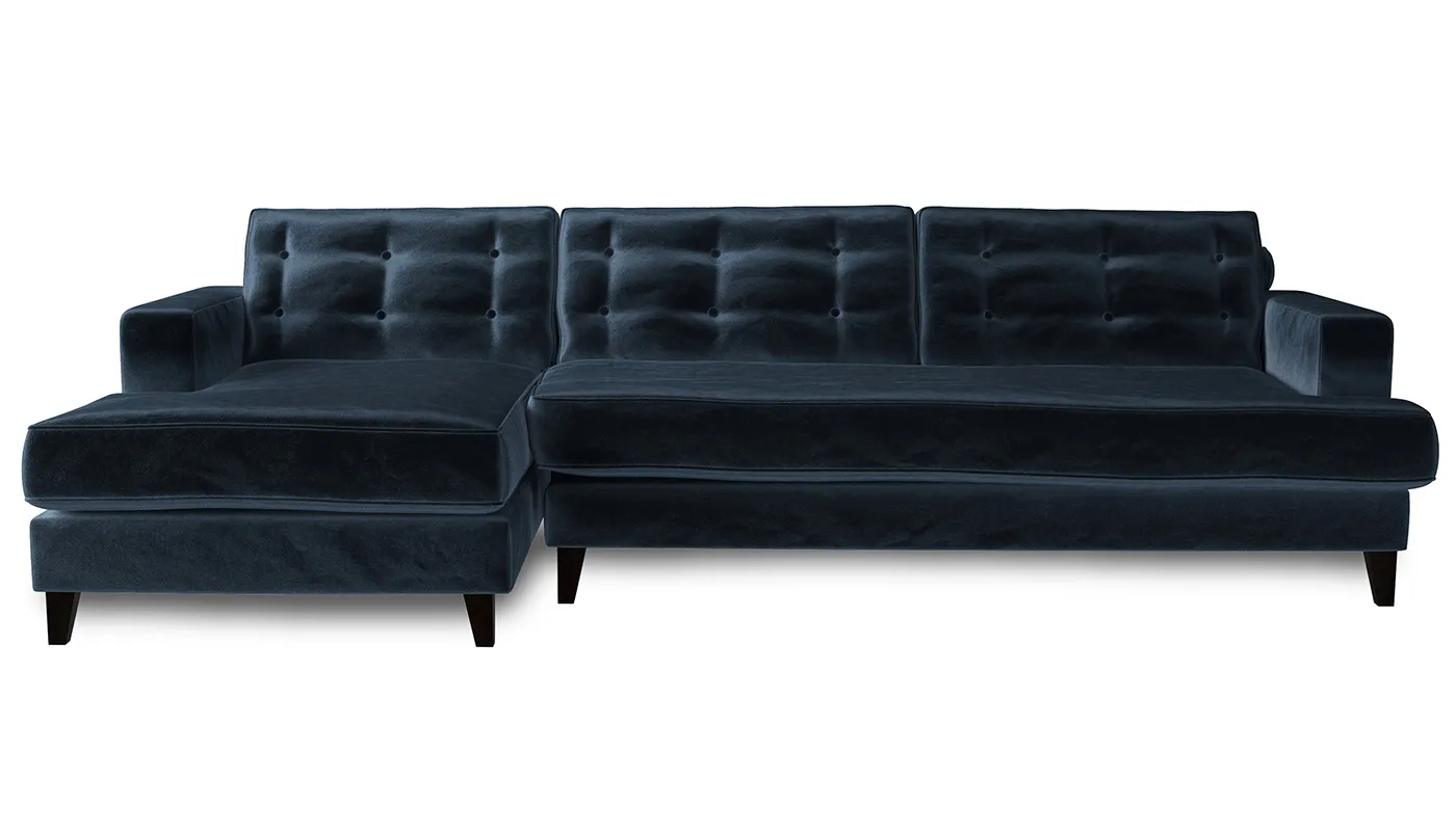 Heal's Mistral Left Hand Corner Sofa Velvet Midnight Black Feet