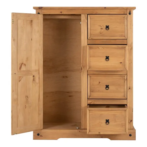 Corona Single 4 Drawer Wardrobe, Pine 3