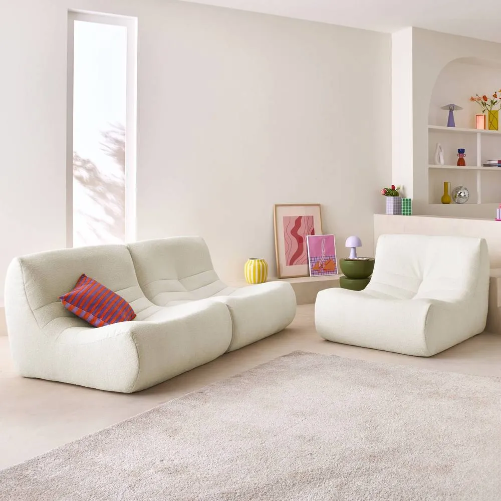 sweeek Set of 3 modular armchairs in boucle fabric in White 4