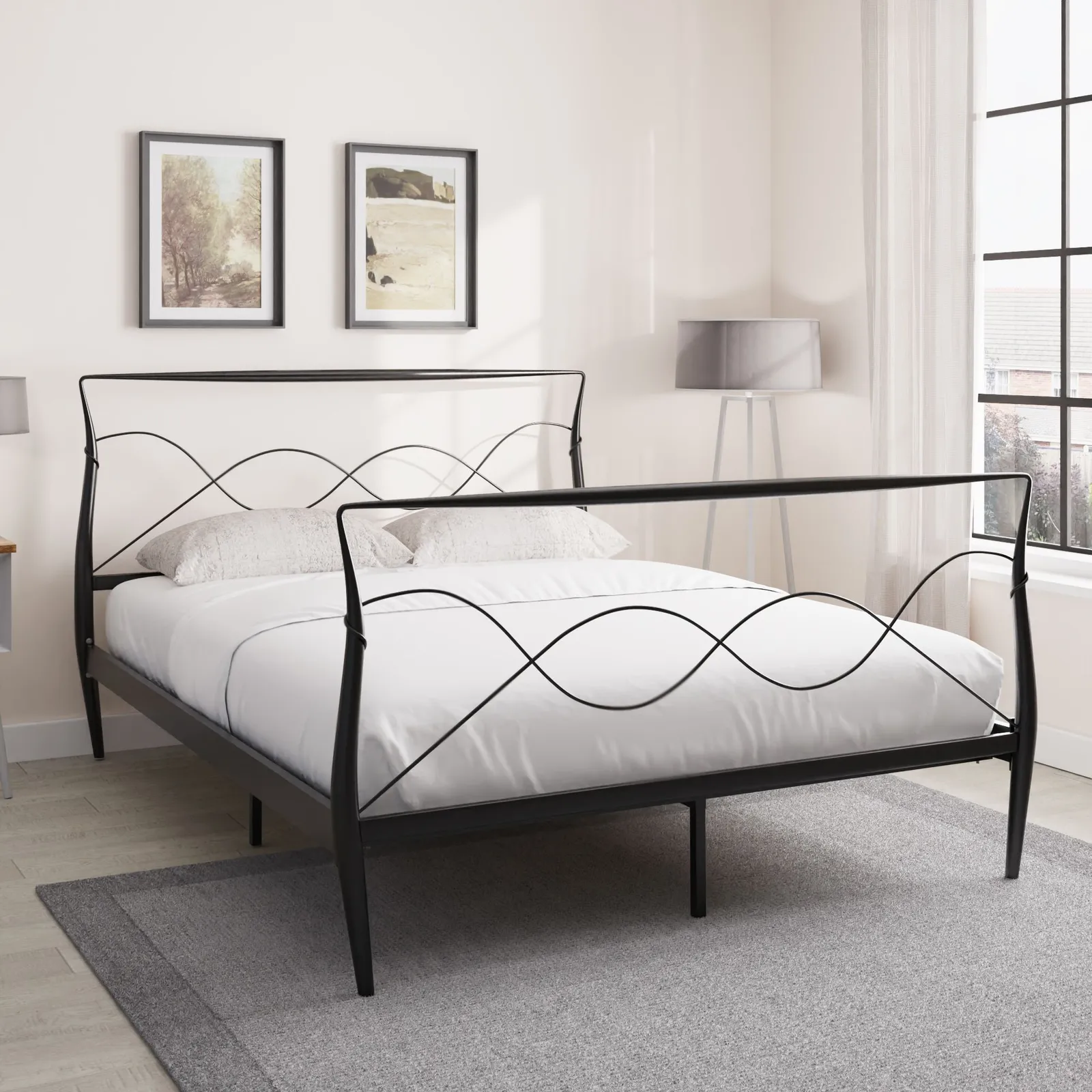 GFW Rimini Metal Bedstead in Black