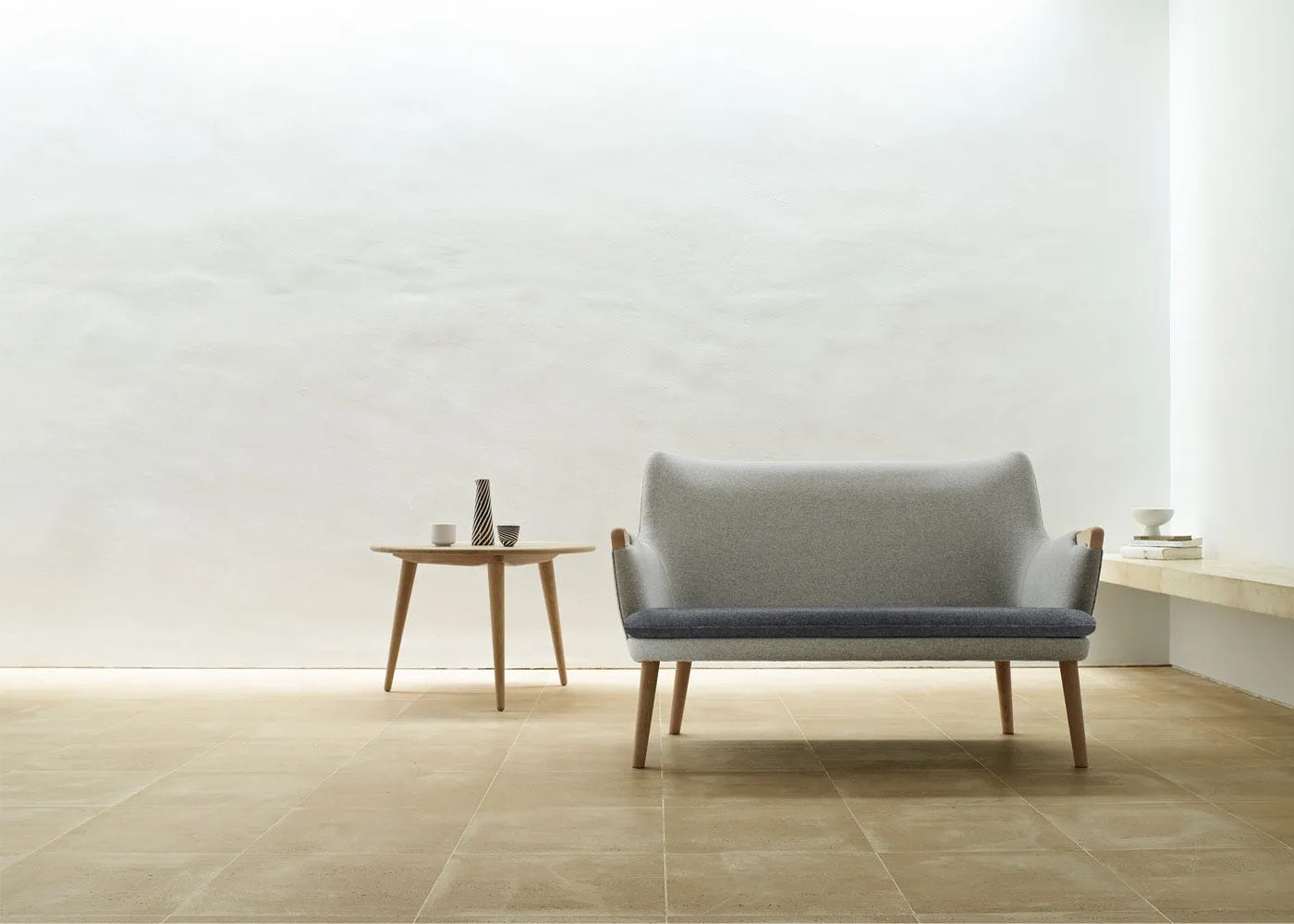 Carl Hansen & Son CH72 Sofa Frame Soaped Oak Upholstered in Melange 120 & 180 2