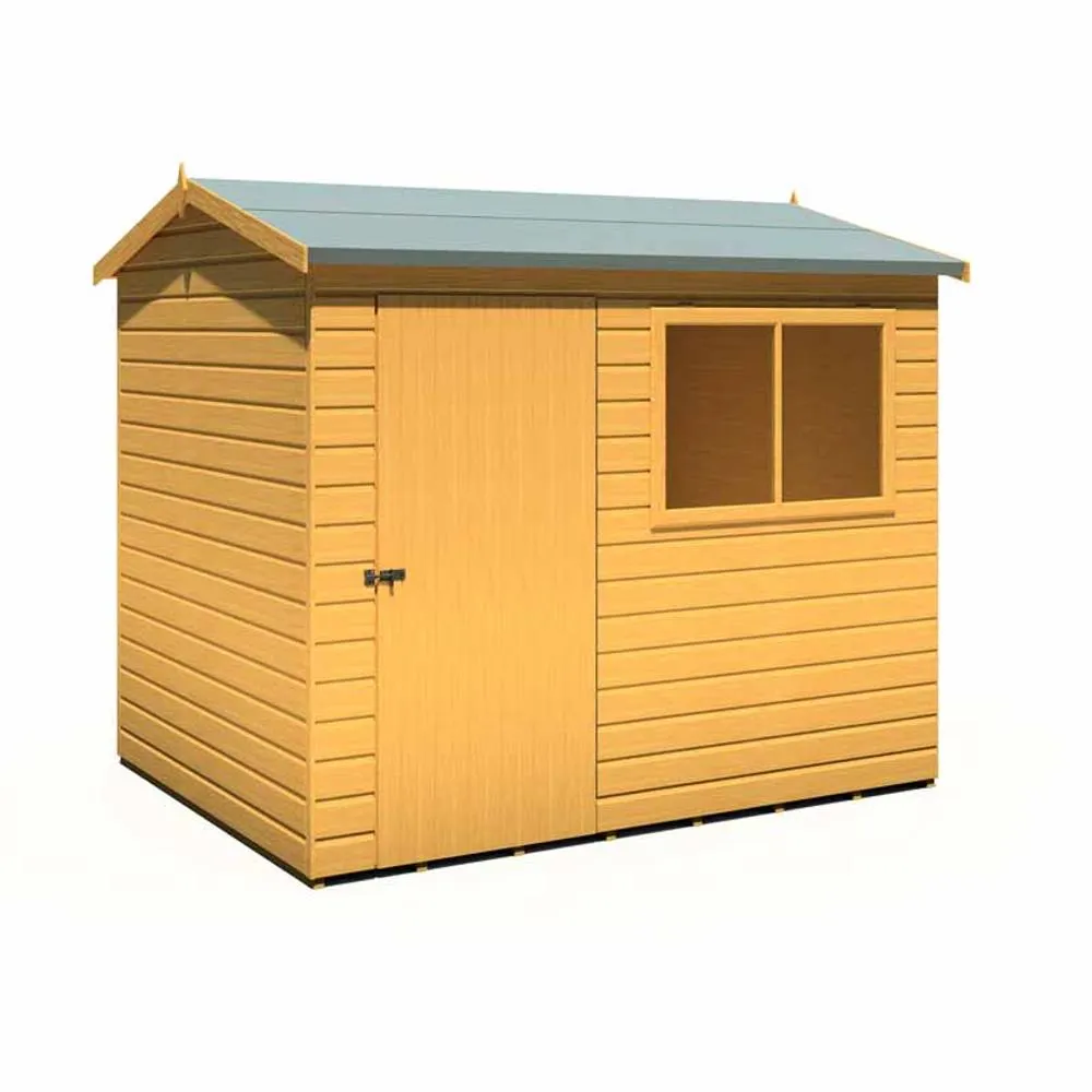 Shires Lewis 8 x 6 Feet Single Door Reverse Apex Style D Shed in Brown 2