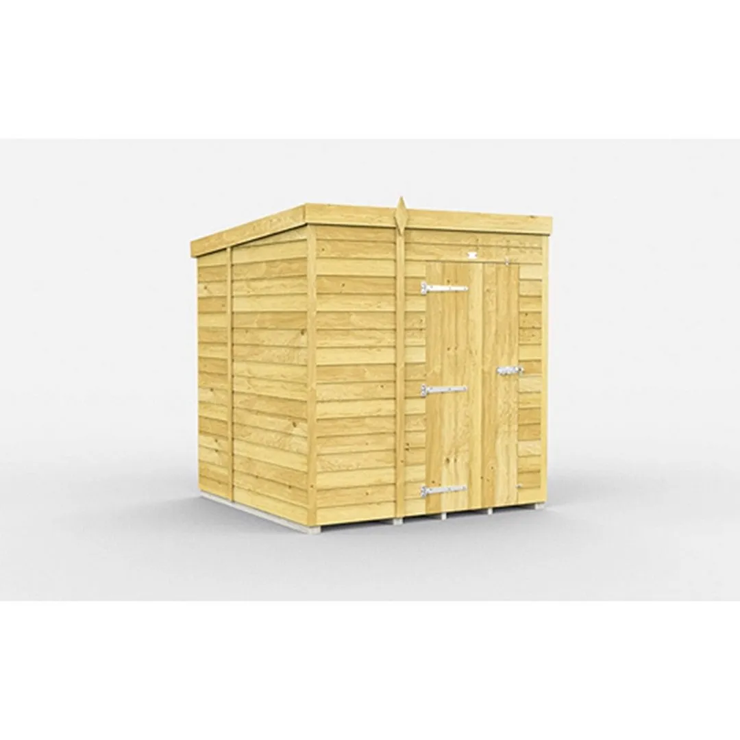 Buttercup Farm 6 x 6 Feet Pent Shed - Single Door W/O Windows - L178 x W185 x H201 cm in Brown