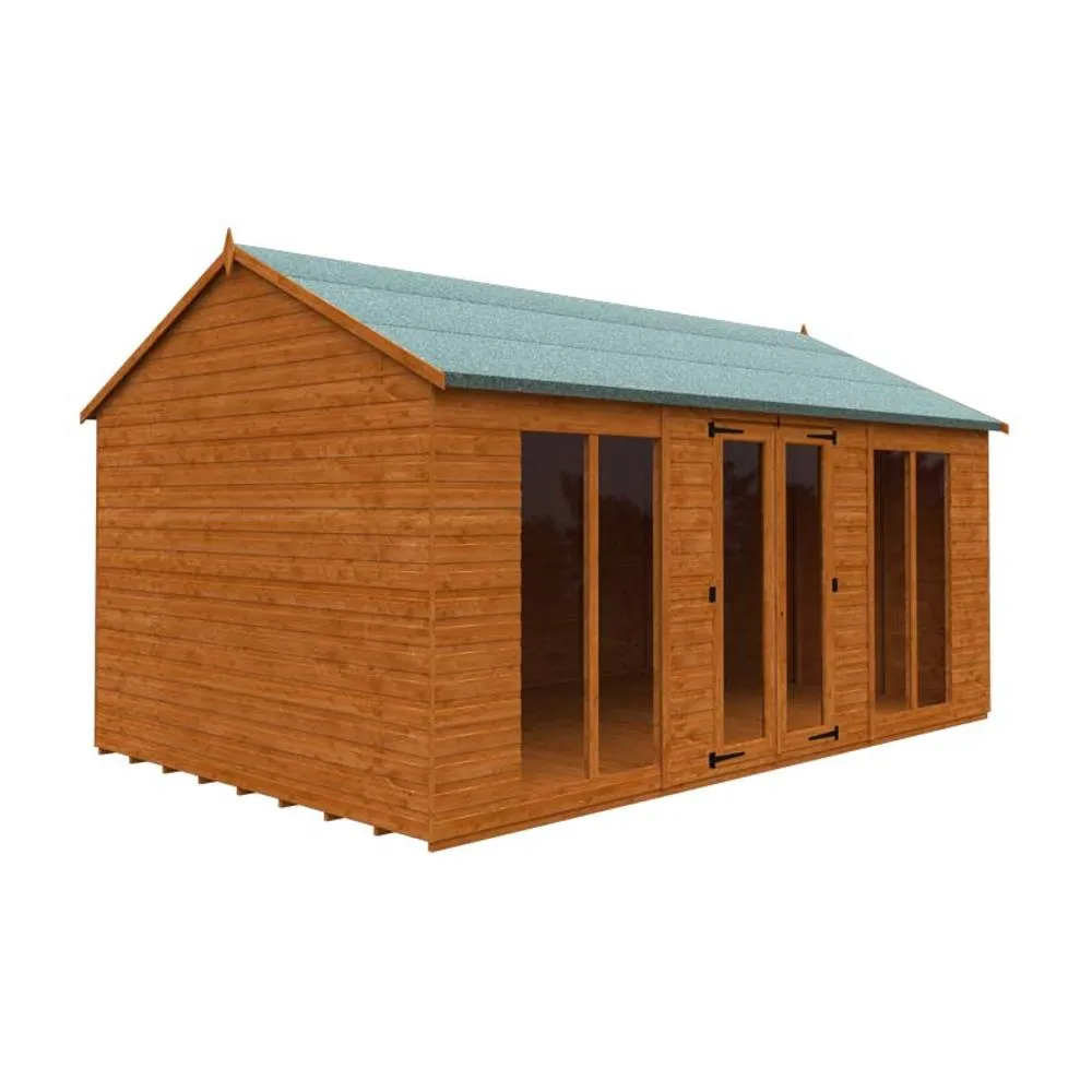 Buttercup Farm 16x10 Feet Full Pane Workman Apex 12mm Shed - Solid Wood/Softwood/Pine in Burnt Orange