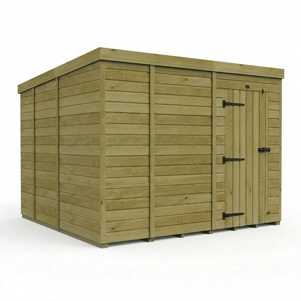 Buttercup Farm 9ft x 9ft Pent Garden Shed Single Door No Windows - Timber in Brown