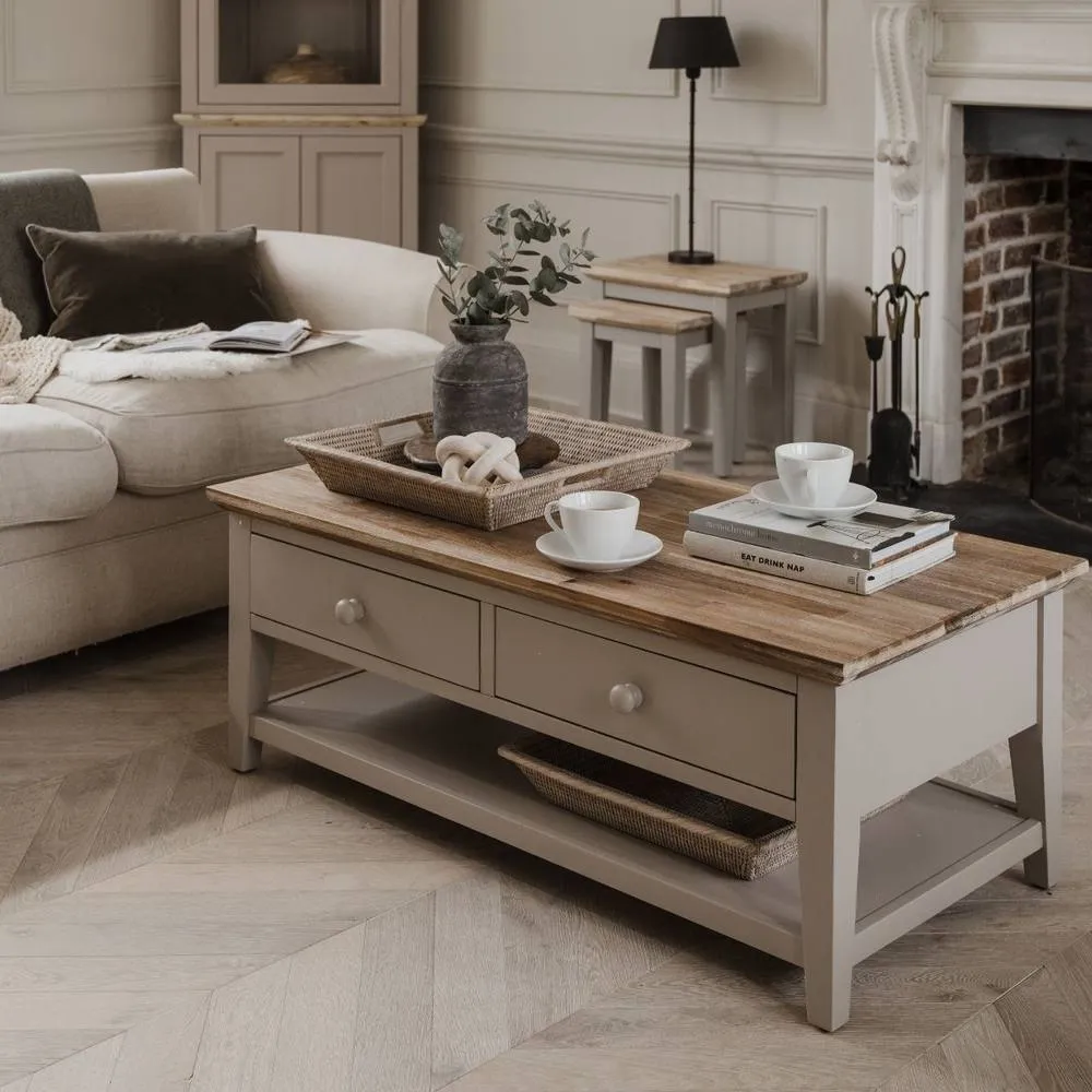 Statement Furniture Florence Coffee Table with Drawers in Taupe 1