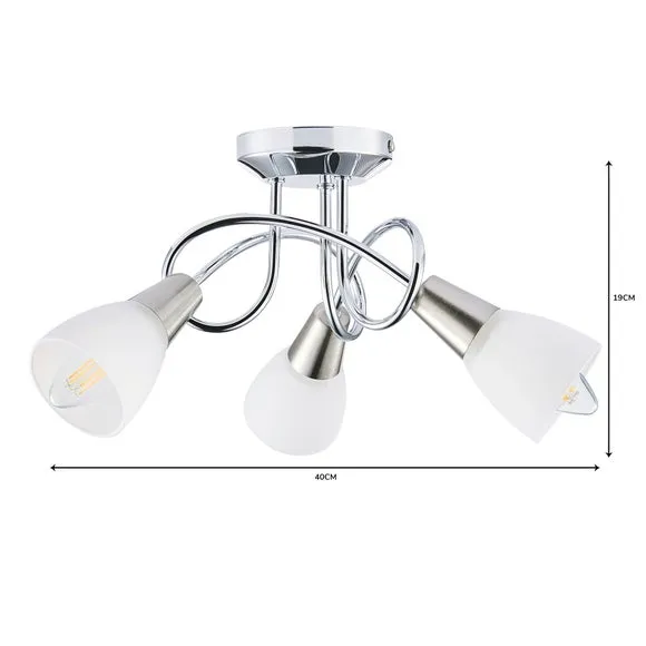 Smithson 3-Light Chrome Semi Flush Ceiling Light 6