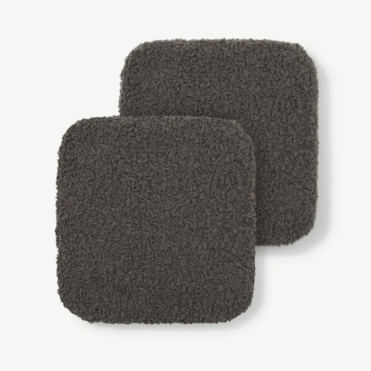 Mirny Set of 2 Boucle Seat Pads, 40 x 40 cm, Charcoal Grey