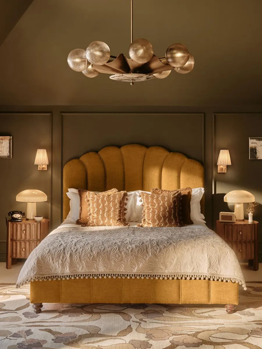 Manette Bed, Twisted Cord, King, Linen, Ochre