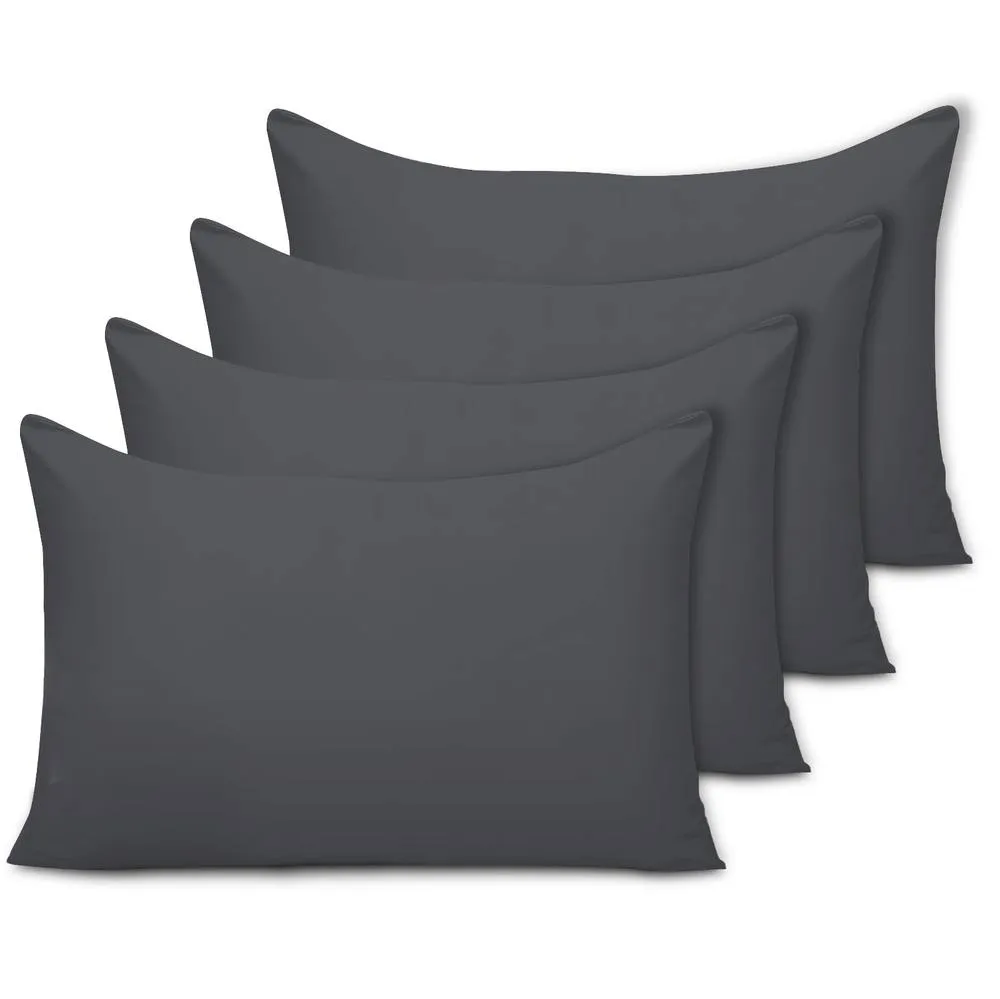 Grace Microfiber Pillow Cases Pack of 4 with Envelope Closure in Charcoal