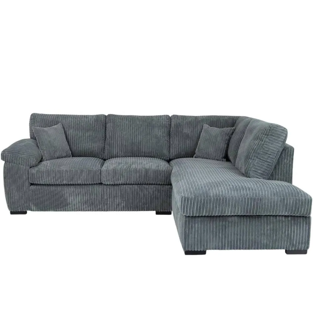 Bliss Furniture Jumbo Cord L Shape 4 Seater Right Hand Corner Sofa in Grey
