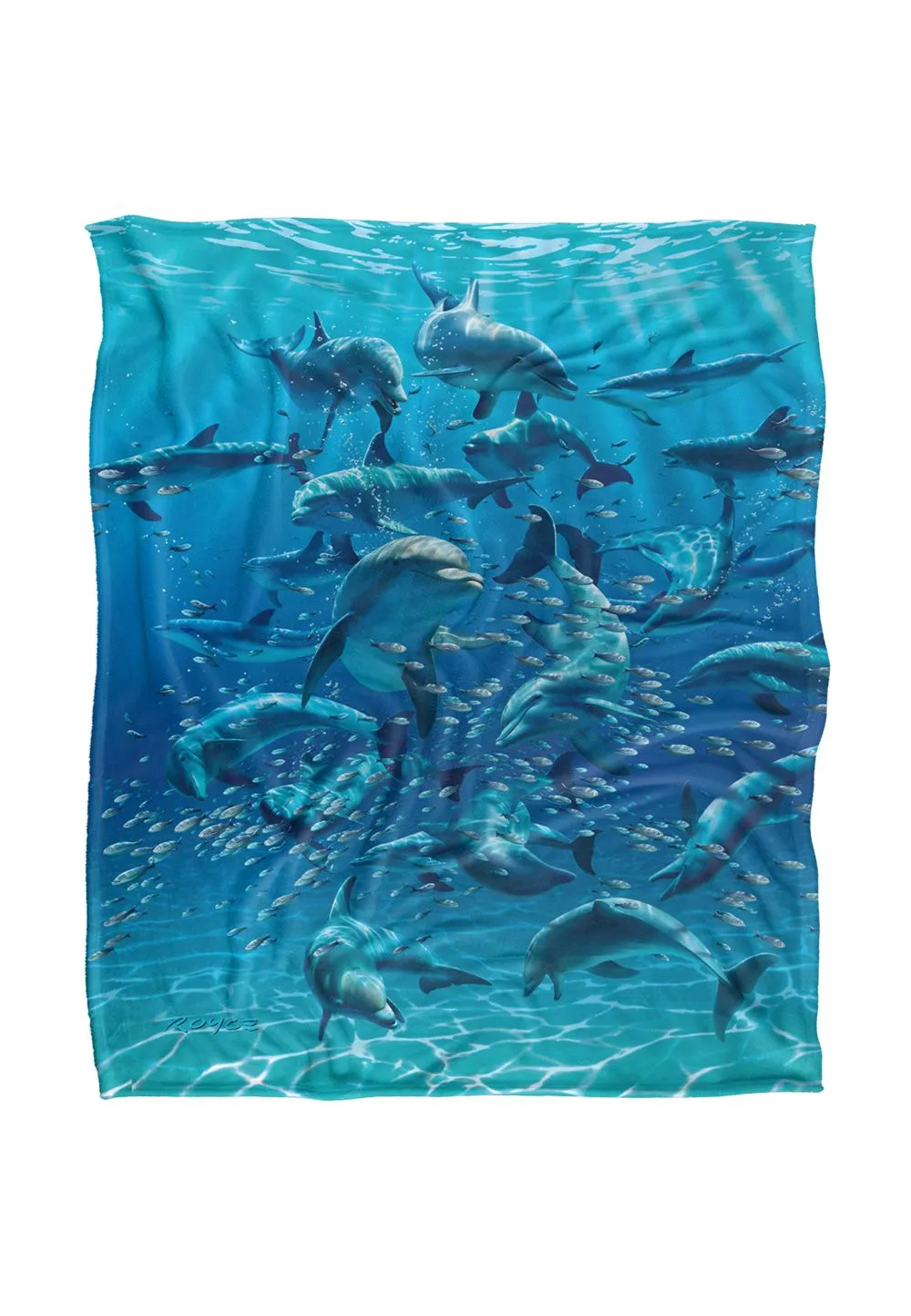 JQ Licensing Royce Mcclure Dolphin Twister Silky Touch Super Soft Throw Blanket 152 X 127 cm in White