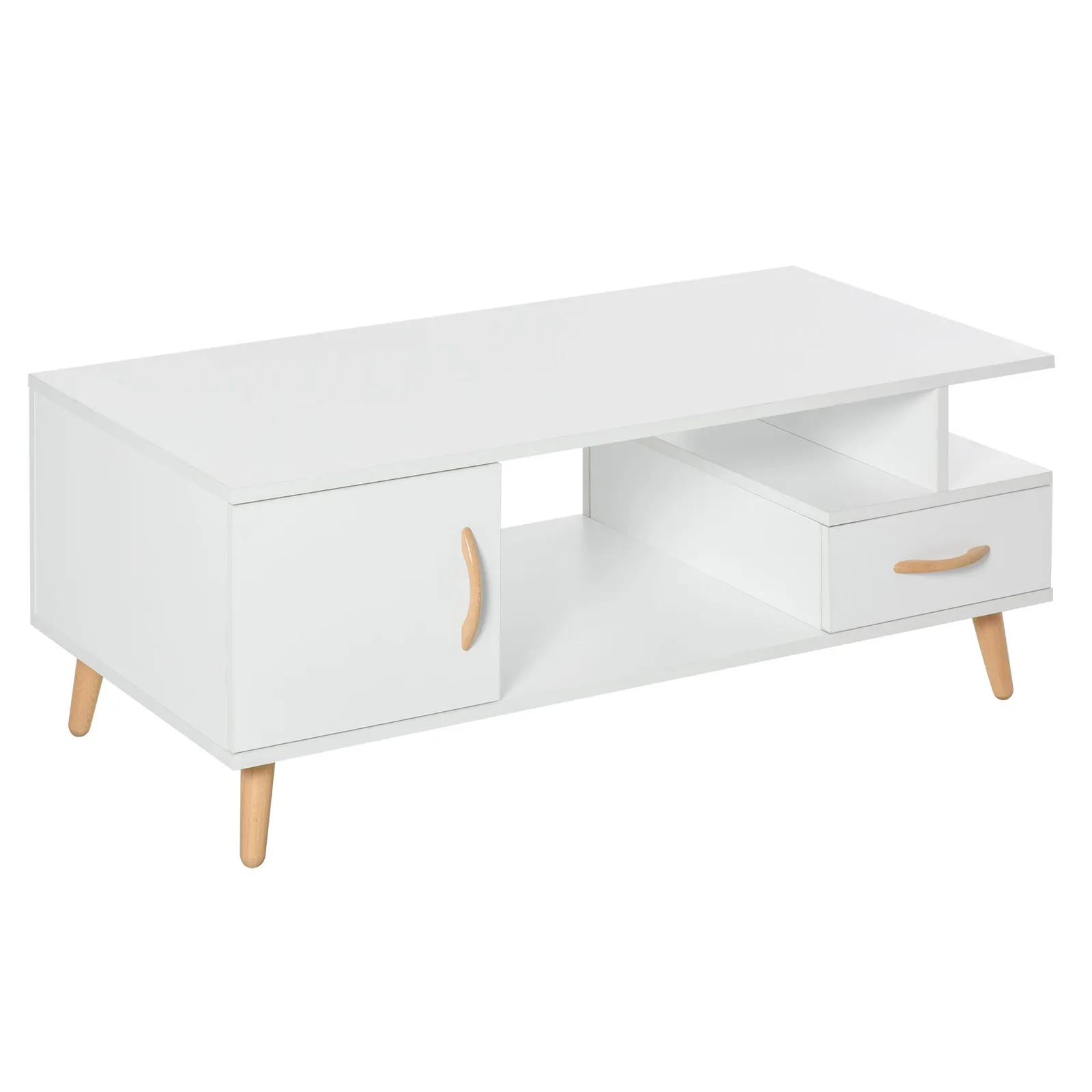 HOMCOM Modern Minimalism Storage Coffee Table Wooden Living Reception Room in White 2